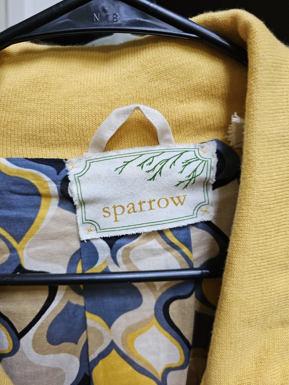 SPARROW x Anthropologie S Mustard Yellow Knit Blazer Style Sweater w White Trim - Picture 4 of 5